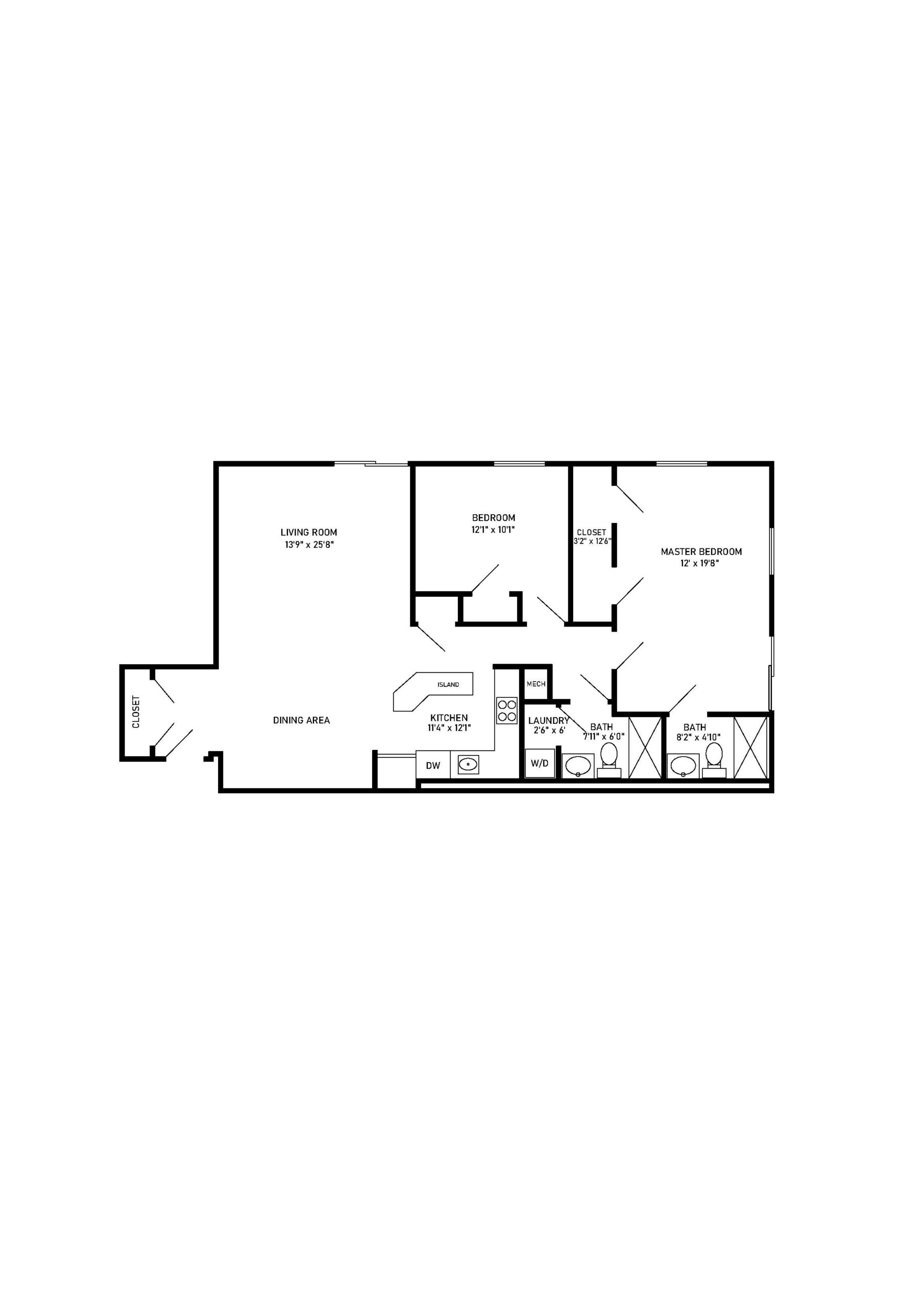 Plymouth 2 bed 2 bath floor plan