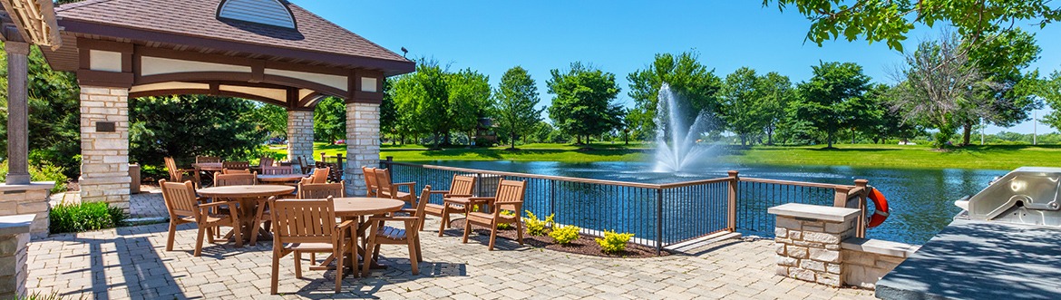 patio overlooking a fountain