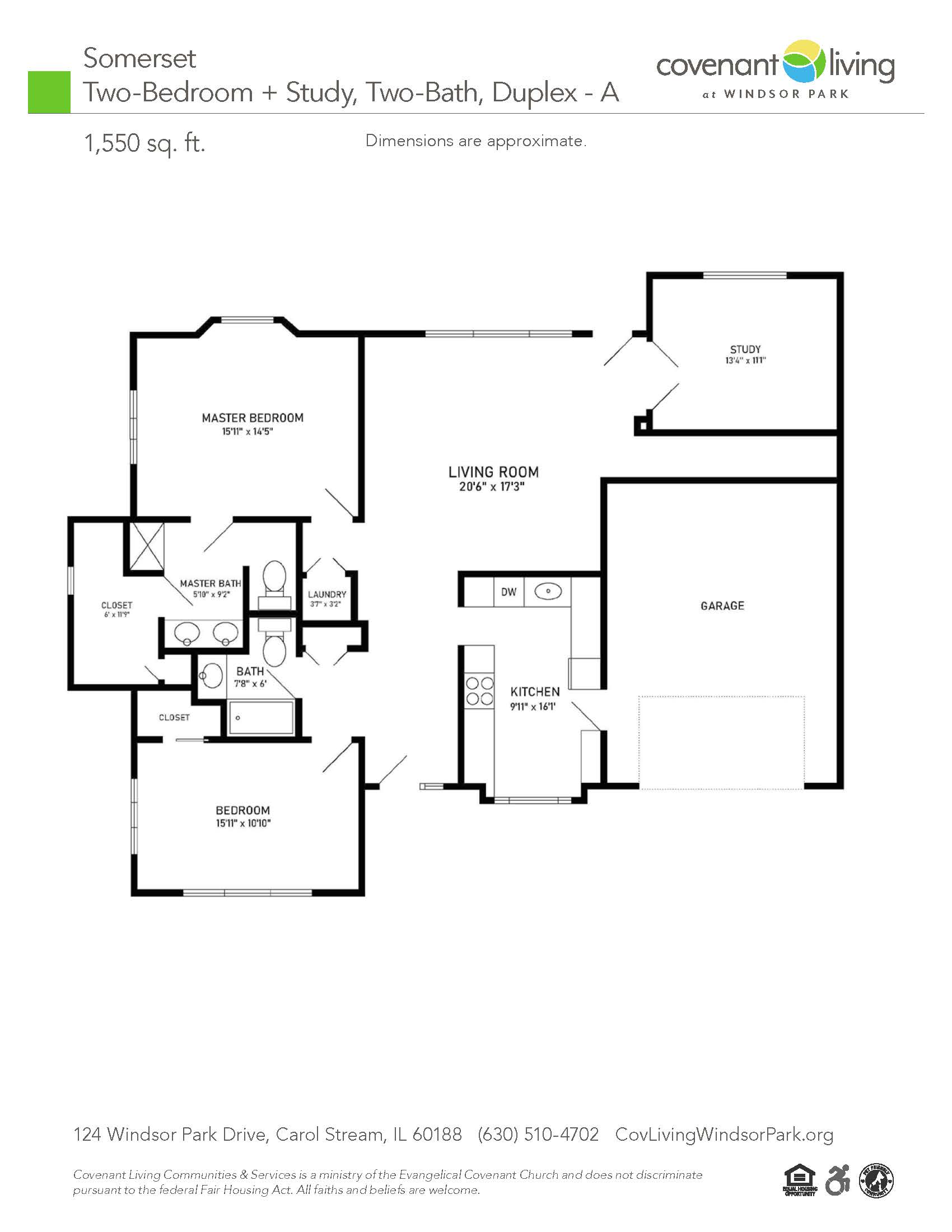 Somerset 2 bed 2 bath floor plan