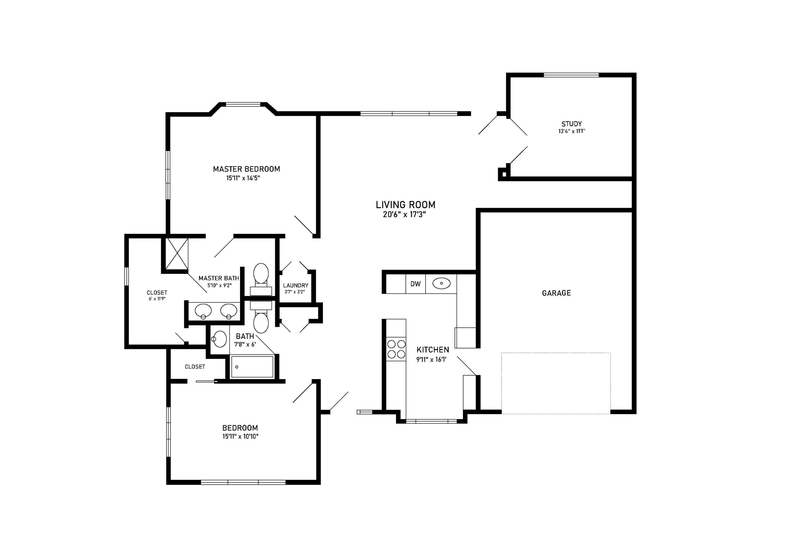 Somerset 2 bed 2 bath floor plan