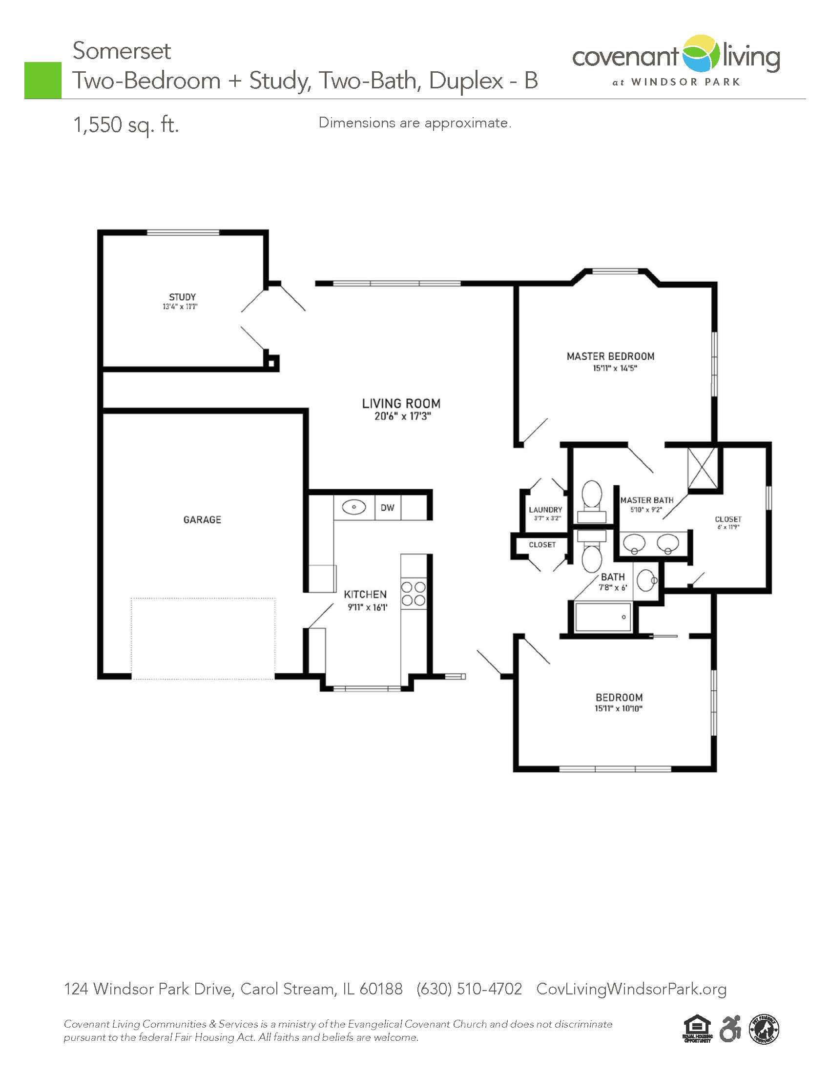 Somerset 2 bed 2 bath floor plan